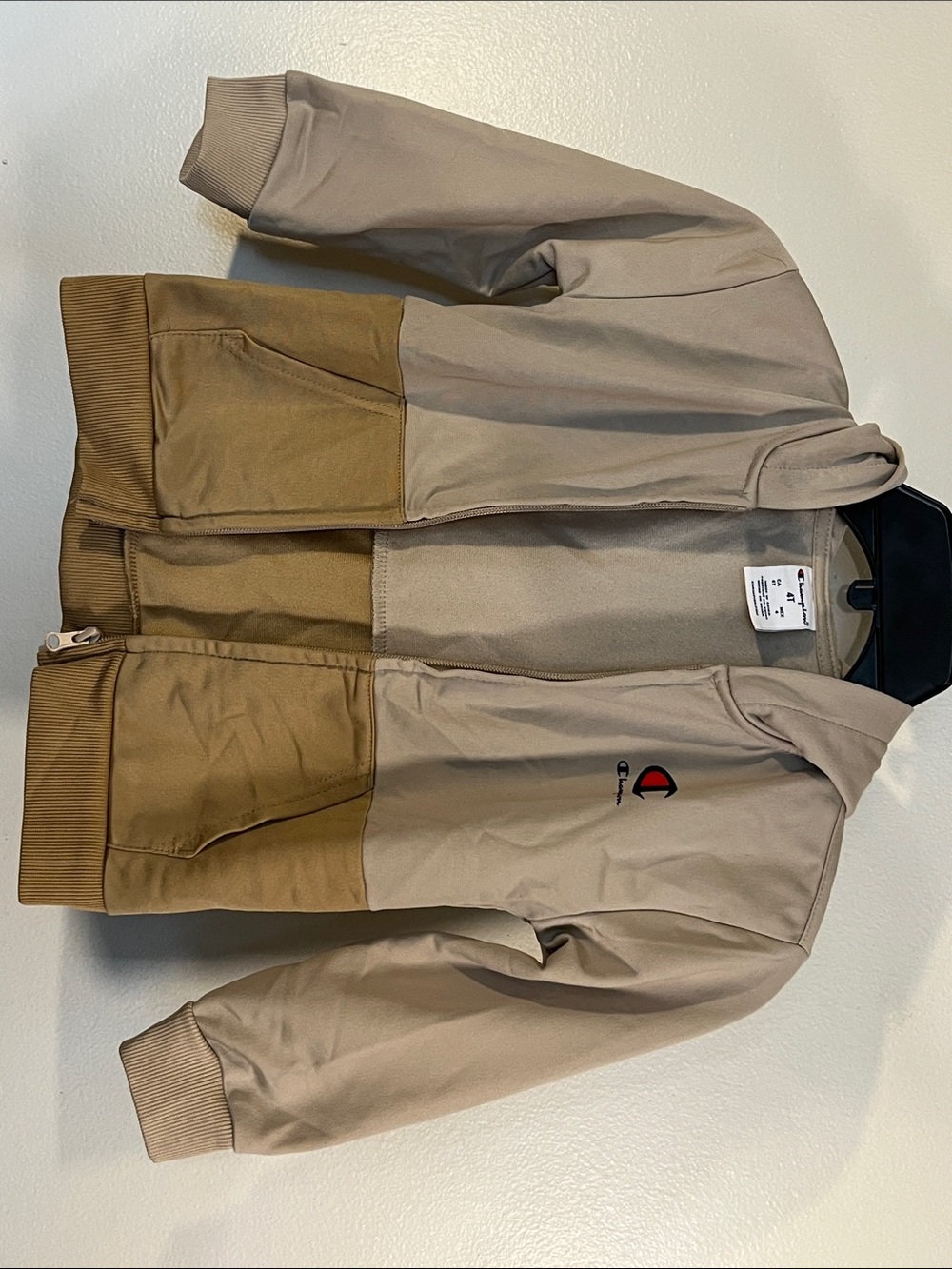Champion Kids Beige and Brown Colorblock Zip Hoodie